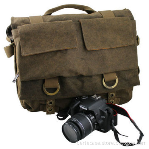 Canvas laptop bag, 2-in-1, with detachable compartment for SLR camera, professional protection